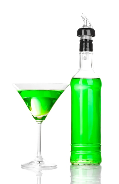 Tasty green cocktail isolated on white