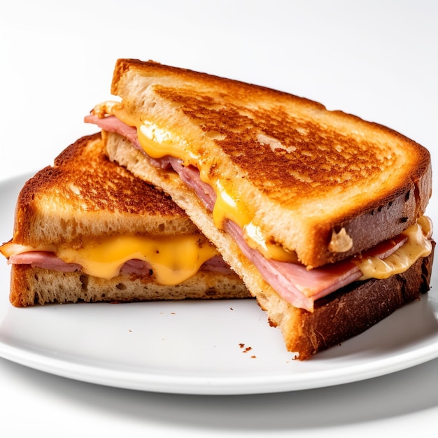 Tasty grilled cheese sandwich with white background