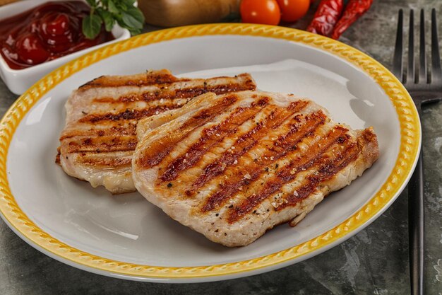 Tasty grilled pork meat steak