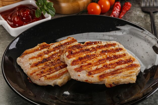 Tasty grilled pork meat steak