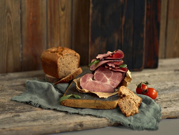 tasty ham piece fresh basil tomatoes and whole wheat bread recipe blog post restaurant menu