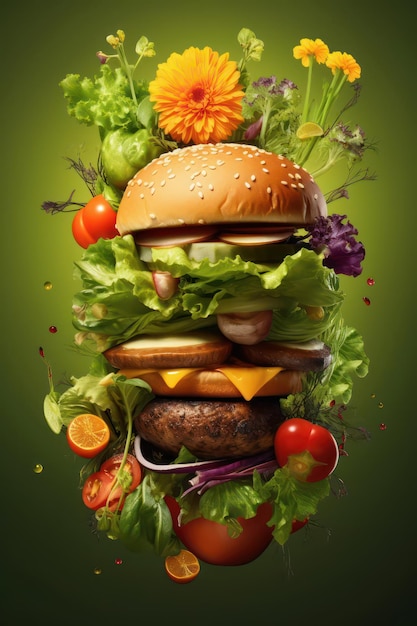 tasty hamburger illustration