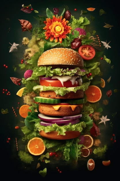 tasty hamburger illustration