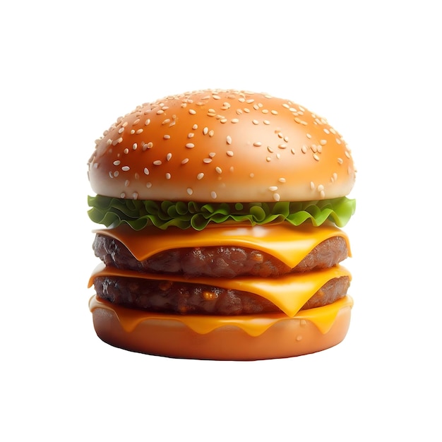 Фото Вкусный гамбургер с сыром и двойной пирог на белом фоне