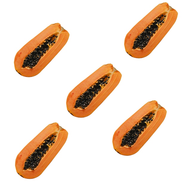tasty healthy ripe red papaya with black seed looks beautiful in white background nice design