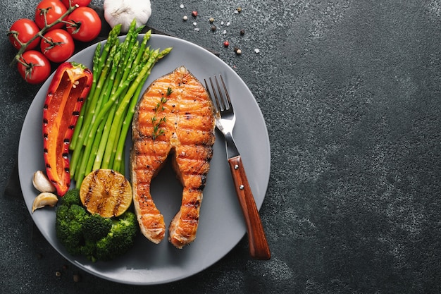 Tasty and healthy salmon steak.