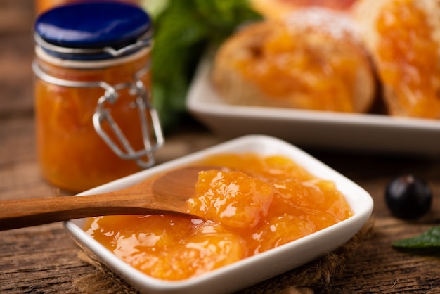 Tasty Home Made orange jam close up