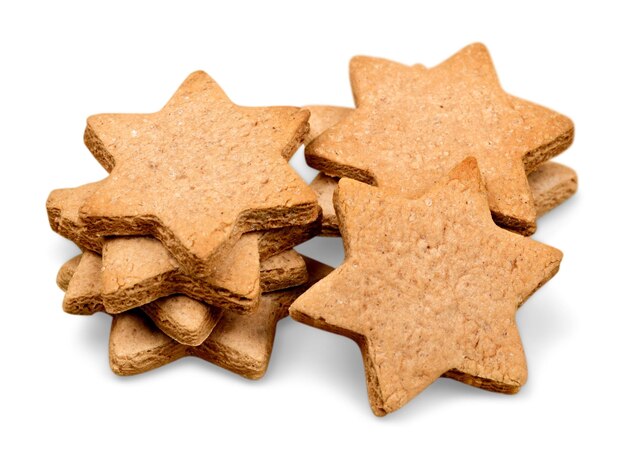 Tasty homemade cookies on white background