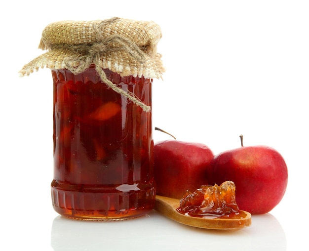 Tasty homemade jam isolated on white