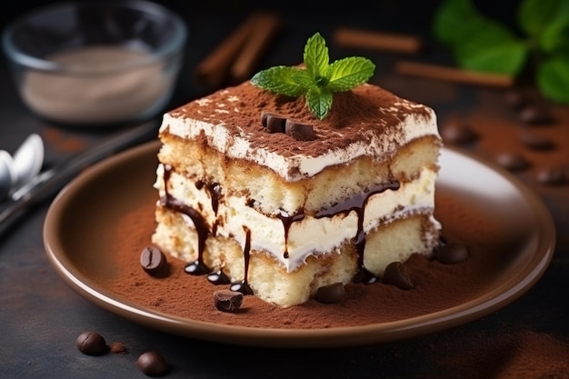 Tasty homemade tiramisu cake