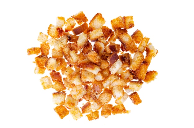 Tasty Homemade white bread croutons. 