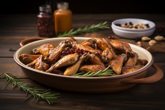 Tasty Honey Garlic Baked Chicken Wings on Rustic Plate Sweet and Savory Combination