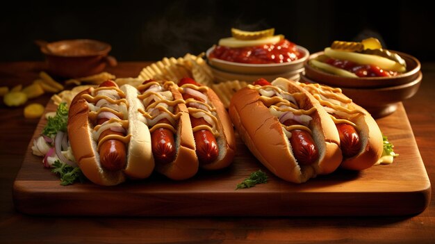 Photo tasty hot dogs