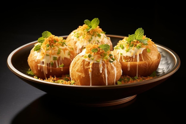 Tasty Imli Khajur Pani Puri Op witte achtergrond Pani Puri of golgappa beeld