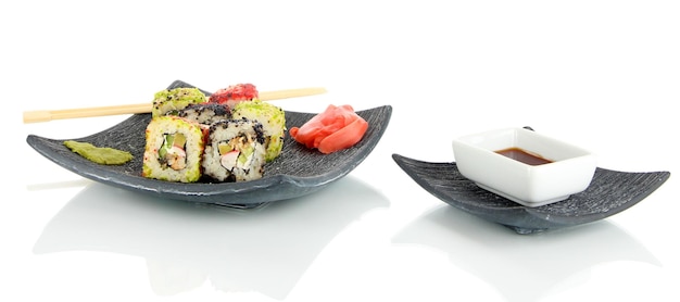 Tasty Maki sushi Roll isolated on white