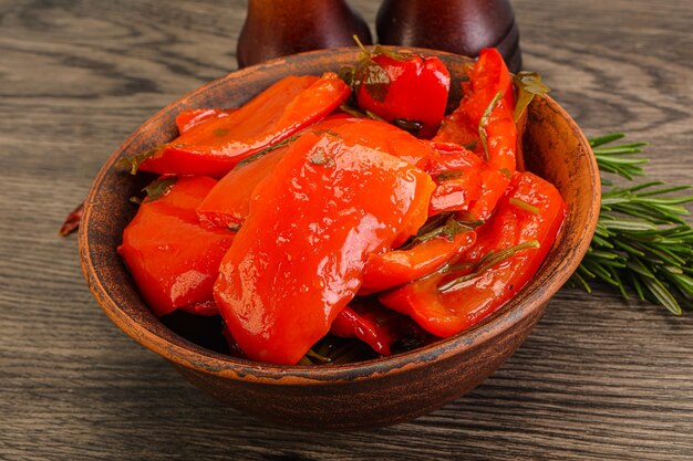 Tasty marinated red bell pepper