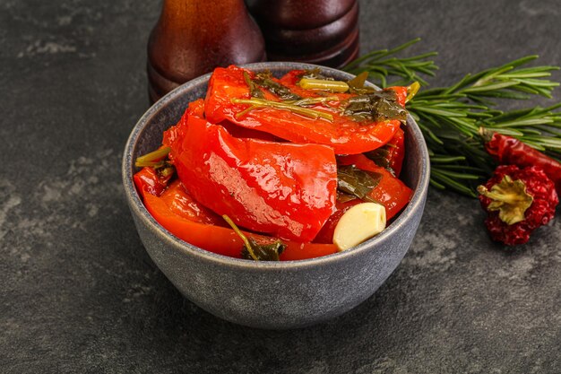 Tasty marinated red bell pepper