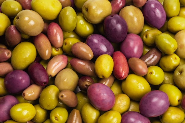 Tasty mix of olives background