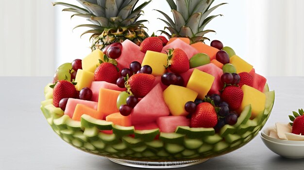 Tasty mixed berries and fruits salad in a bowl