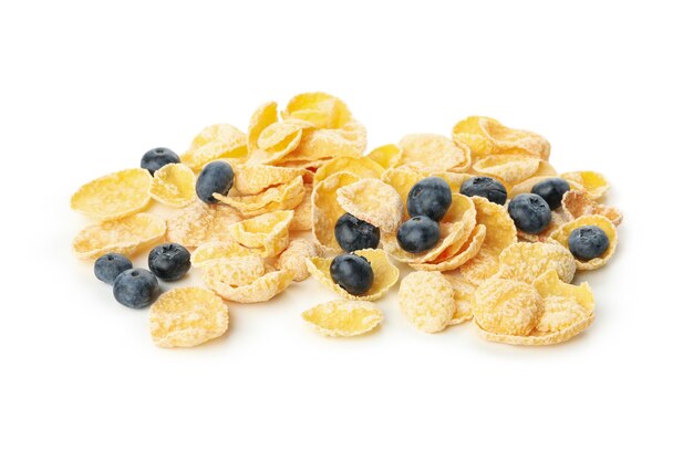 Tasty muesli with blueberry isolated on white background