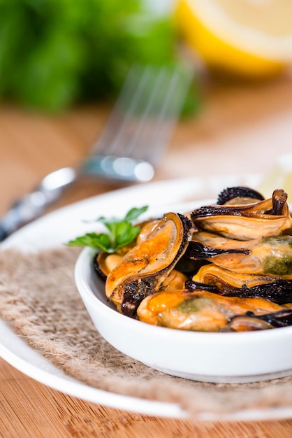 Tasty Mussels closeup shot