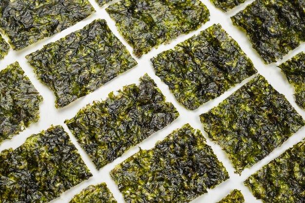 Tasty nori seaweed isolated on a white background