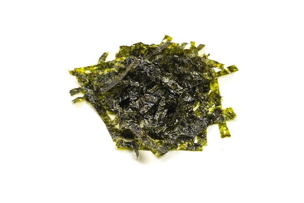 Tasty nori seaweed isolated on white background