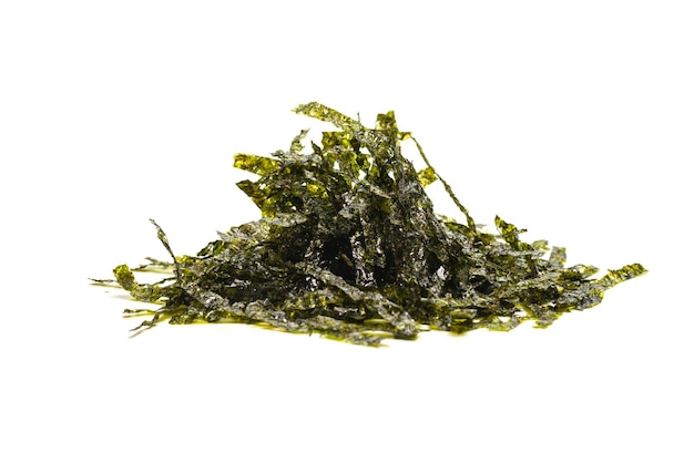 Tasty nori seaweed isolated on white background