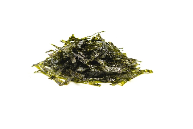 Tasty nori seaweed isolated on white background