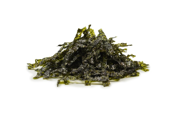 Tasty nori seaweed isolated on white background