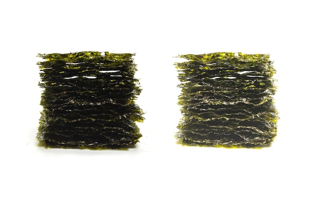 Tasty nori seaweed isolated on white