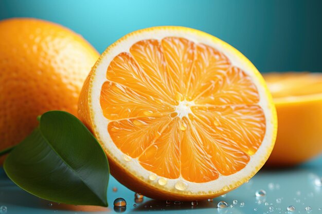 Tasty orange slice in the bright background generative IA