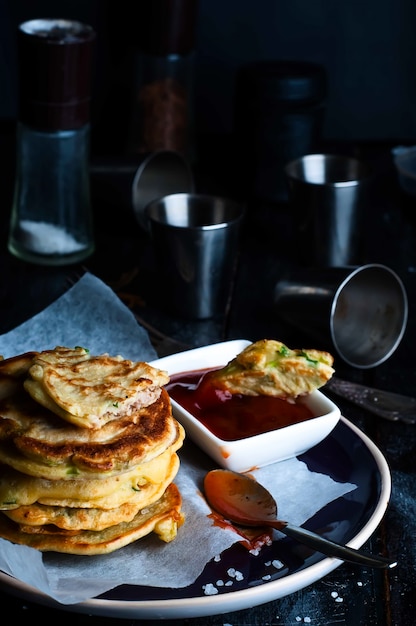 Tasty pancakes served in the plate