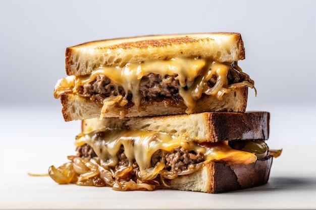 Tasty patty melt burger isolated on white background