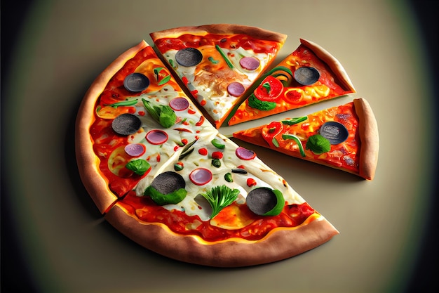 Tasty pepperoni pizza with mushrooms and olives