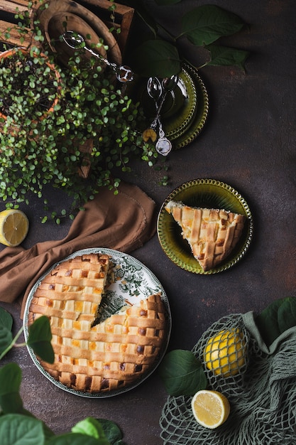 Tasty pie with ricotta and lemon