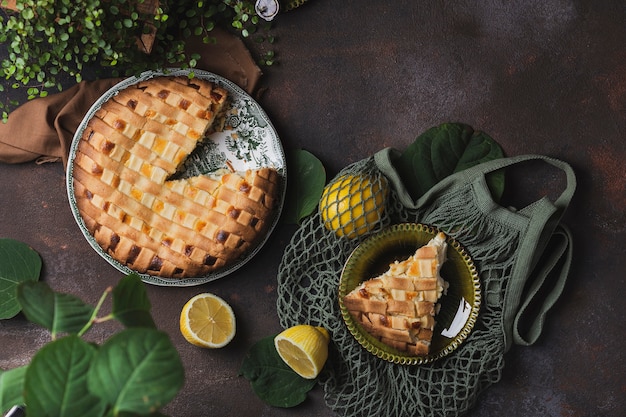 Tasty pie with ricotta and lemon