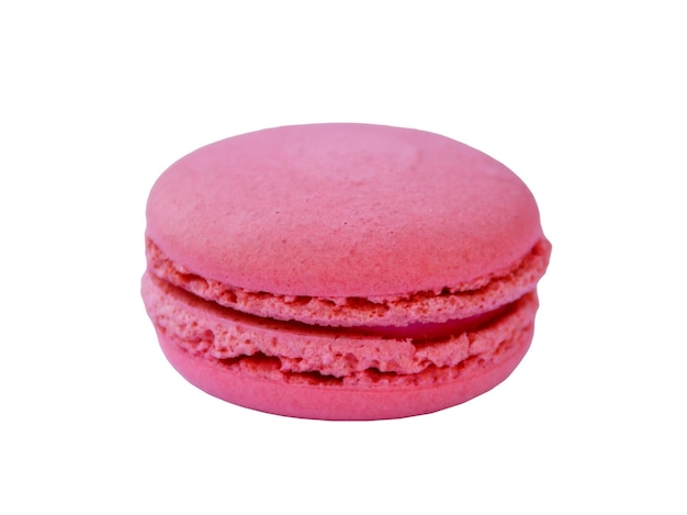 Tasty pink macaroon isolated on white background