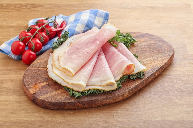 Tasty Pork ham snack over board