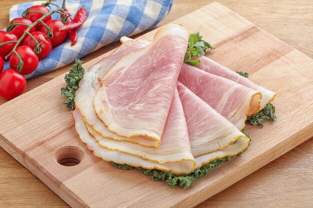 Tasty Pork ham snack over board