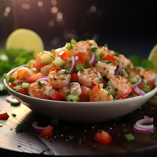 Tasty Prawns Salad with Cilantro Lime and Onion