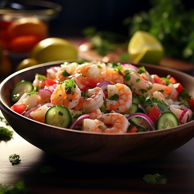 Tasty Prawns Salad with Cilantro Lime and Onion