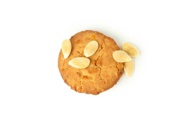 Tasty pumpkin cookie isolated on white background.