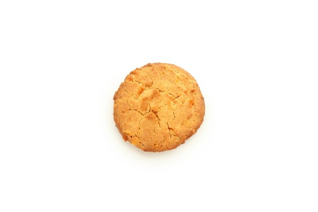 Tasty pumpkin cookie isolated on white background.