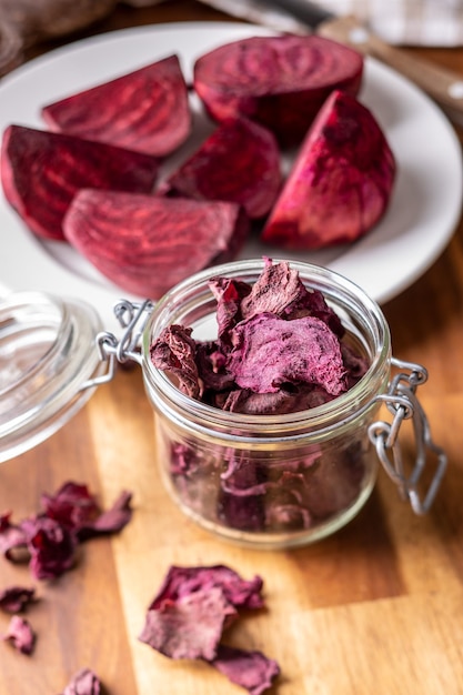 Tasty raw beetroot Dried beetroot in jar