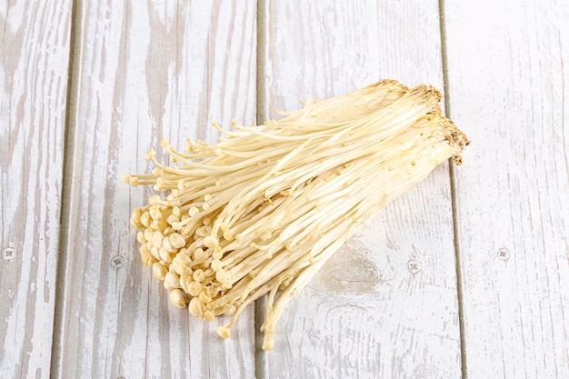 Photo tasty raw enoki mushroom heap