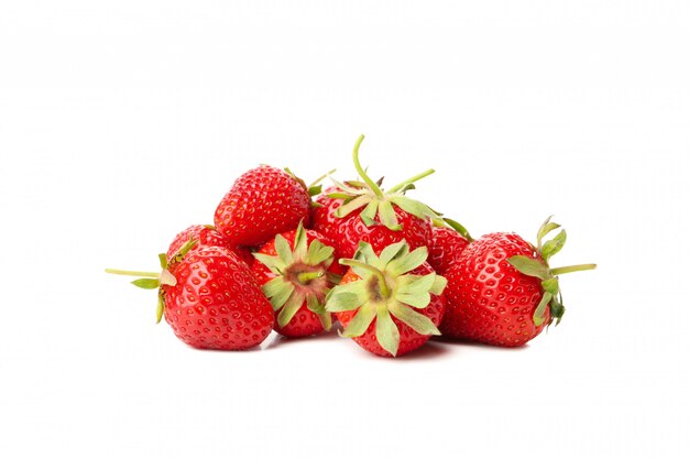 Tasty red strawberry isolated on white background. Summer berry