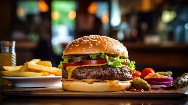 Tasty restaurant burger food vibrant