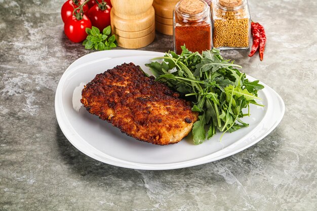 Tasty roasted breaded meat hot schnitzel