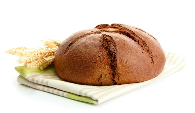 Tasty rye bread with ears isolated on white